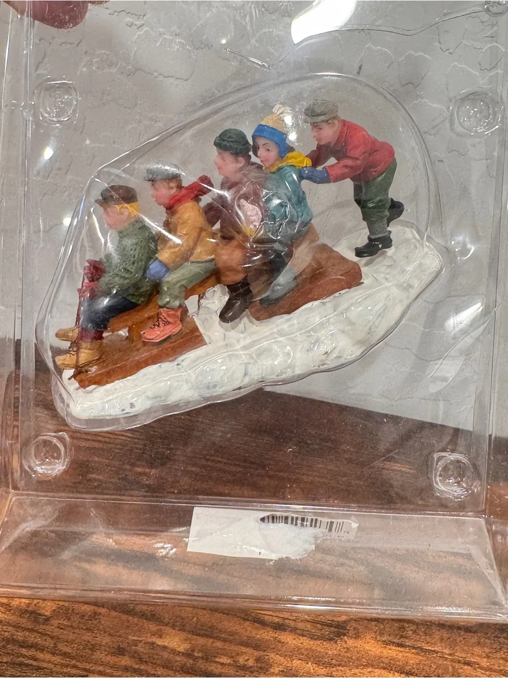 LEMAX Village Collection Here We Go! On Y Va! Sled Figurine 2004 Poly Resin New